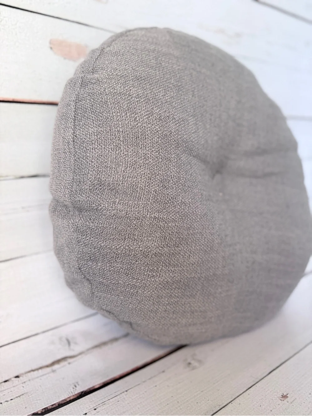 Gray Round Button Accent Pillow - Brand: